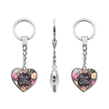 Three-view layout of heart keychain with floral print and Psalm 103:5 quote - He fills MY LIFE with GOOD THINGS (JY005580-1)