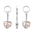 Detail view of heart-shaped keychain featuring Be strong in the Lord floral design - Be strong in the Lord (JY005580-2)