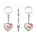 Detail view of heart-shaped keychain with floral pattern and Bible verse Matthew 28:20 - I am with You always (JY005580-5)