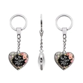 Detailed view of heart keychain with floral design and 1 Samuel 1:27 scripture - For this child I have prayed (JY005580-7)