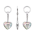Macro view of heart pendant keychain with religious quote and floral pattern detail - THE LORD will fight for you (JY005580-8)