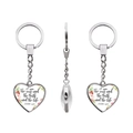 Detail of heart keychain with Bible verse John 14:6 and floral design on white background - I am the way and the truth and the life (JY005580-9)