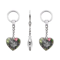 Silver heart keychain with floral print and He calls me Beautiful one script text - Beautiful one (JY005580-11)