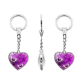 Detailed views showing butterfly pattern heart pendant with silver metal chain - Purple Butterfly Style (JY005591-1)