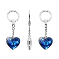Three-view detail of heart-shaped keychain with dark blue butterfly galaxy pattern - Dark Blue Starry Butterfly Style (JY005591-2)