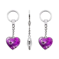 Three-view display of heart-shaped butterfly glass cabochon keychain with purple pattern - Dreamy Purple Butterfly Style (JY005591-5)