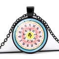 Detail of Shurangama Mantra time gem necklace featuring a pink lotus and Sanskrit symbols - Pink Lotus Layered Mantra (JY005539-4)
