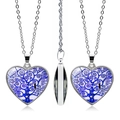 Dettagli del ciondolo a cuore Albero della Vita con vetro blu e catena in argento - Tonalità Blu Albero della Vita (JY005559-2)