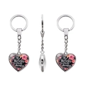 Detail of silver heart keychain with His mercies are new every morning floral quote - His mercies are new(JY005581-5)