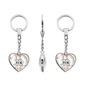 Three-way view of silver heart keychain with 'I am with YOU always' floral quote - I am with YOU always(JY005581-8)