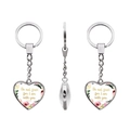 Detailed views of silver heart keychain with Isaiah 41:10 verse and floral design - Do not fear(JY005581-10)