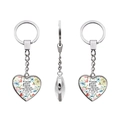 Silver heart keychain with vintage floral pattern and Bible verse Matthew 28:6 - He is risen(JY005581-12)