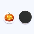 Detail view showing the front pumpkin pattern and full magnetic back of this 25mm magnet - High Saturation Jack-o'-lantern (JY005894-4)
