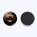 Halloween pumpkin glass fridge magnet with magnetic back and glossy finish - Black Base Glowing Jack-o'-lantern (JY005894-12)