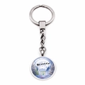 Close-up of Christmas time gem keychain featuring Santa's sleigh and winter house - Winter Fairy Tale Santa Claus (JY005852-5)