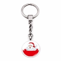 Detail of Christmas keychain with Santa Claus glass cabochon pendant and silver keyring - Classic Cartoon Santa Claus (JY005852-10)