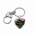 Silver heart keychain with rose floral design and He calls me beautiful one text - He Calls Me Beautiful One (JY005927-15)
