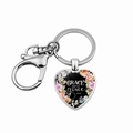 Detail of silver heart keychain with GRACE upon Grace print and floral patterns - Grace Upon Grace (JY005927-16)