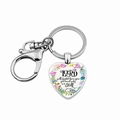 Macro detail of heart-shaped keychain with religious quote and floral design - The Lord Will Fight For You (JY005927-20)