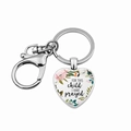 Silver heart keychain with flower border and 'FOR THIS child I HAVE prayed' text - For This Child I Prayed White (JY005927-24)