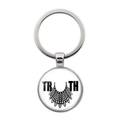 Portachiavi in metallo argento con ciondolo TRUTH e dettaglio del colletto RBG in pizzo - Design Colletto in Pizzo TRUTH (JY006024-3)