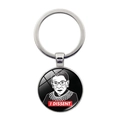 Detail of RBG keychain with I DISSENT slogan and Ruth Bader Ginsburg portrait charm - Jy006024-5