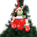 Christmas reindeer glove hanging ornament with festive red snowflake patterns and green star scarf - Christmas Reindeer Pendant