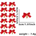 Set di 12 fiocchi natalizi rossi con nastri dorati, dimensioni 5x4cm per regali - Set di 12 / Rosso