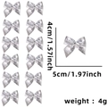 Set di 12 fiocchi natalizi argento glitterati 5cm x 4cm per decorazioni albero di Natale - Set di 12 / Argento