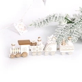 Festive wooden Christmas train ornament in white and gold with snowman and bear figures - Christmas White Style