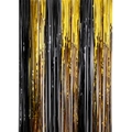 Tenda metallizzata nera e oro come sfondo per decorazioni di Halloween e feste - Tenda a frange Nero + Oro / 1m*2m