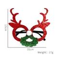 Lunettes de renne de Noël avec paillettes rouges et vertes, monture de fête de 16cm - Grand Bois de Renne Barbe Verte