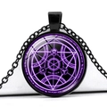Collier cercle d'alchimie en verre avec pendentif en métal noir Fullmetal Alchemist - Style de Cercle d'Alchimie Violet (JY006049-2)