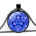 Pendentif dôme en verre Alchimiste avec motif de cercle magique bleu luminescent - Style de Cercle d'Alchimie Bleu (JY006049-3)