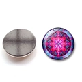 Calamita da frigo in cristallo mandala con motivo geometrico e base magnetica circolare - Mandala Rosa Blu Viola (BXT0259)