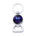 Dettaglio portachiavi apribottiglie segno Gemelli con cabochon in vetro e illustrazione - Gemelli (XSWX0236-Gemini)