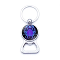 Portachiavi apribottiglie in metallo lucido con segno zodiacale Cancro blu - Cancro (XSWX0236-Cancer)