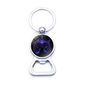 Detail view of Libra zodiac glass cabochon on a chrome-plated metal beer bottle opener keychain - Libra (XSWX0236-Libra)
