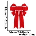 Grote rode kerststrik met witte pluche rand voor boomdecoratie, 28 cm hoog - Rode Grote Strik