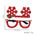 Lunettes de Noël avec paillettes rouges, fourrure blanche et flocons de neige scintillants - Lunettes Bonnet Flocon Rouge