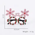 Pink Happy New Year glitter snowflake glasses frame for kids holiday party cosplay 16.5x12cm - Pink Snowflake Glasses