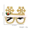 Christmas gold glitter glasses frame with large white snowflakes and holly decorations - Gold Snowflake Hat Glasses