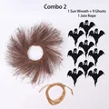 Kit DIY de Halloween con corona de ramas, 9 colgantes de fantasmas negros y cuerda de yute - Corona de Girasol con Adornos de Fantasma (Estilo 2) / 1 Corona + 9 Fantasmas + 1 Cuerda