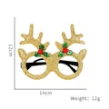 Sparkly gold reindeer antler Christmas glasses frame with green leaf detail, 14x12cm - Gold Small Antler