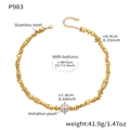 Dettagli delle perle irregolari in acciaio inossidabile e perla da 1,4 cm con misure - Collana di Perle Oro (P983) / 40+5cm / Oro