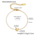 Detailed view of 18k gold plated stainless steel tennis bracelet with Zircon letter U - Letter U Style / Gold / 16+5cm