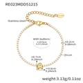 Detail of gold zircon tennis bracelet with a dangling letter A pendant and lobster clasp - Letter A Style / Gold / 16+5cm