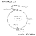 Silver stainless steel tennis bracelet with sparkling zircon and letter A pendant - Letter A Style / Silver / 16+5cm
