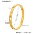Detalle de la pulsera de acero inoxidable chapada en oro 18k con circonitas y números - Estilo de Números Romanos Huecos (Z536) / Dorado