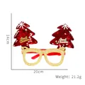 Christmas tree party glasses with red sequins and Merry Christmas text on gold frame - Red Christmas Tree Glasses